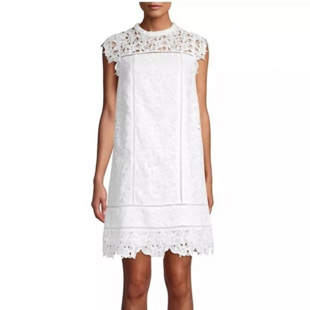 Vineyard Vines White Floral Lace Shift Dress